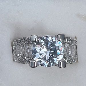 18K white gold over sterling silver CZ ring